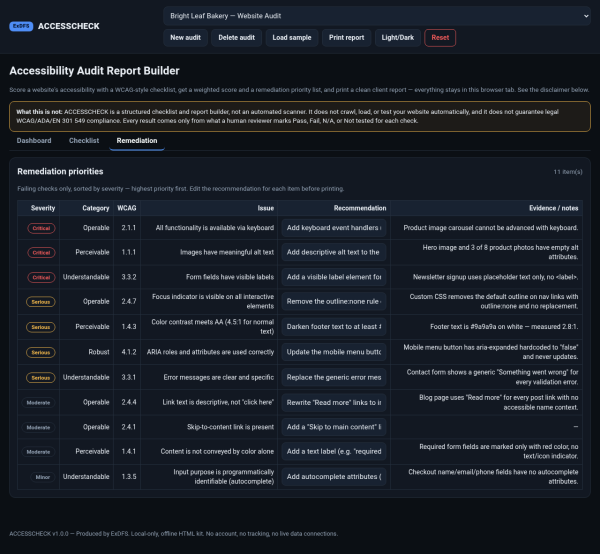 ACCESSCHECK — Accessibility Audit Report Builder