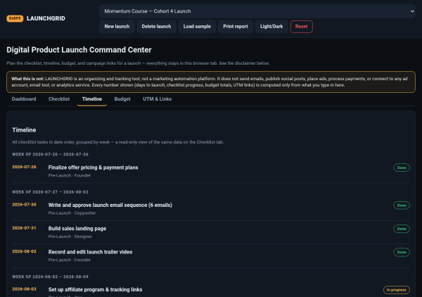 03_timeline LAUNCHGRID — Digital Product Launch Command Center