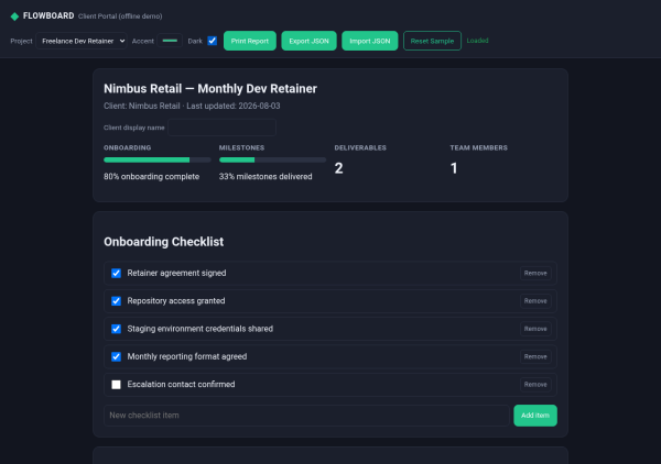 FLOWBOARD — Client Onboarding & Project Delivery Portal