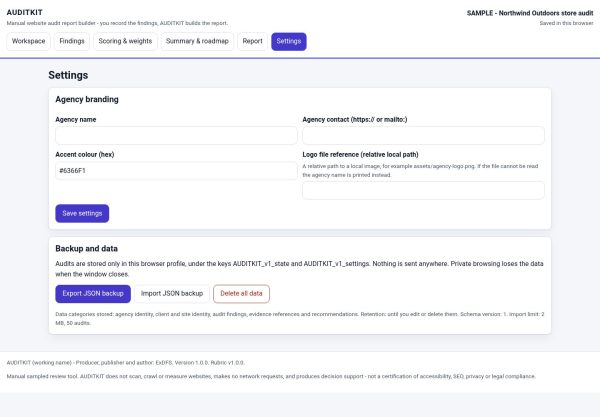 AUDITKIT — Offline Website Audit Report Builder