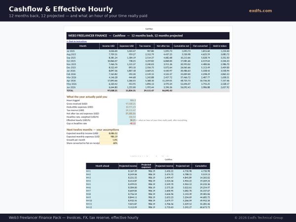 Web3 Freelancer Finance Pack screenshot — Cashflow