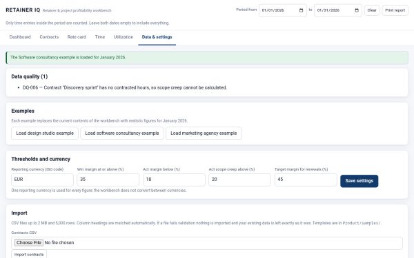 05_Data_Quality_Settings_Backup RETAINER IQ screenshot — Data Quality Settings Backup