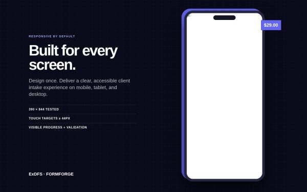 FORMFORGE responsive mobile form view