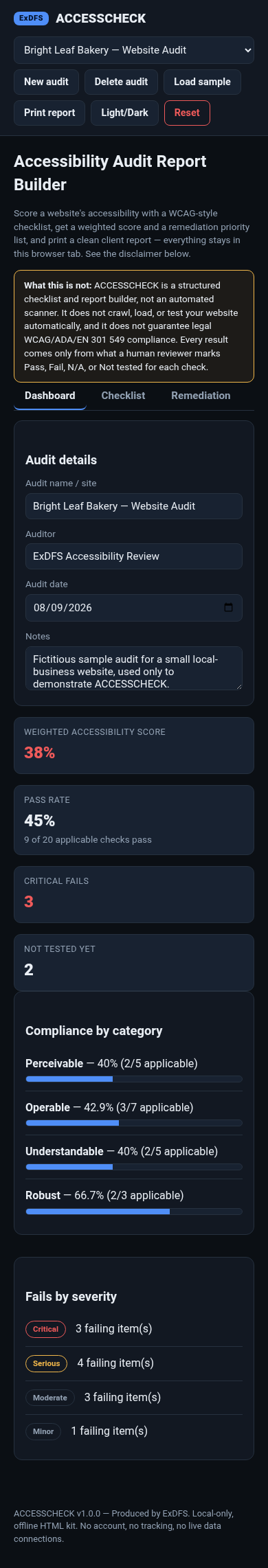 ACCESSCHECK — Accessibility Audit Report Builder