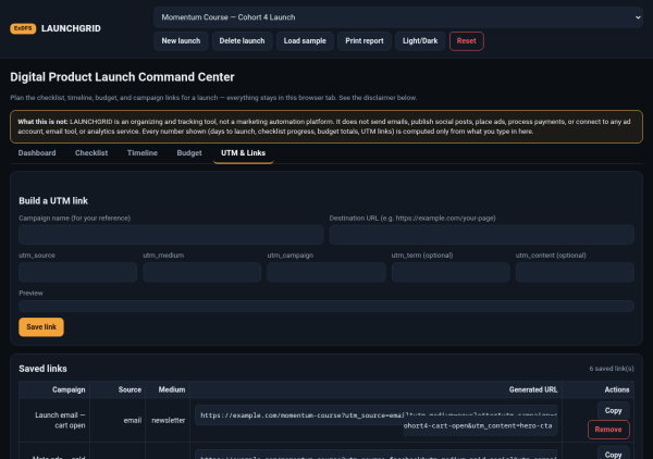 05_utm_links LAUNCHGRID — Digital Product Launch Command Center