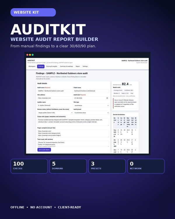 AUDITKIT_Detail AUDITKIT — Offline Website Audit Report Builder