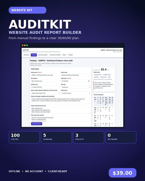 AUDITKIT — Offline Website Audit Report Builder