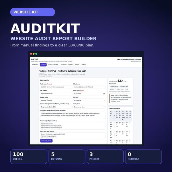 AUDITKIT_Thumbnail AUDITKIT — Offline Website Audit Report Builder
