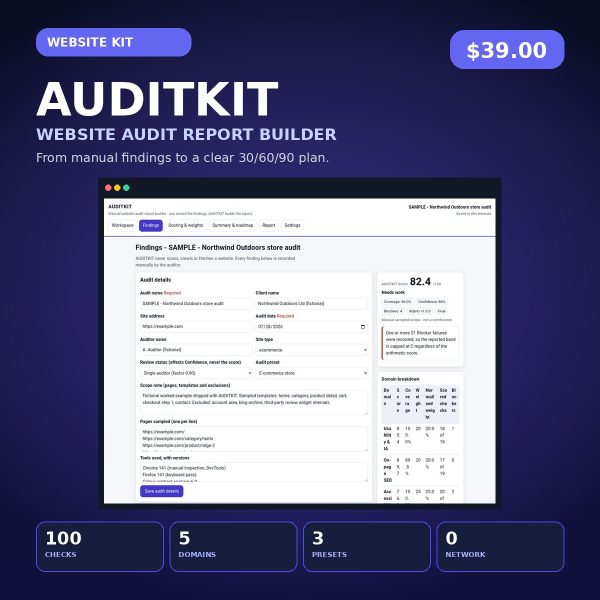 AUDITKIT — Offline Website Audit Report Builder