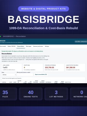 BASISBRIDGE_Thumbnail BASISBRIDGE — 1099-DA Reconciliation & Cost-Basis Reconstruction Workbench
