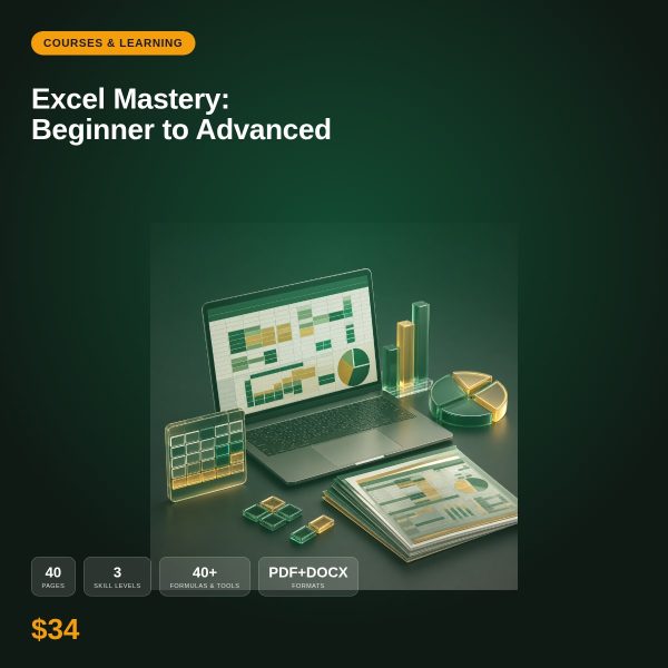 Excel Mastery: Beginner to Advanced — Formulas, Pivots & Dashboards