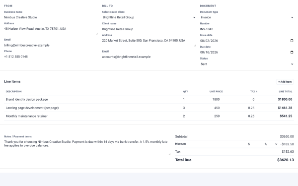 INVOICECRAFT — Offline Invoice, Pro-forma & Receipt Builder Kit