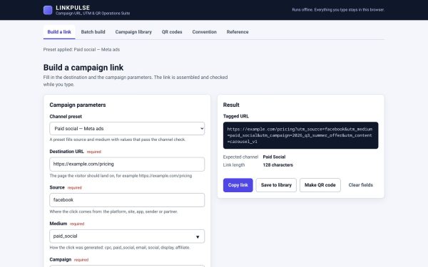 LINKPULSE — Campaign URL, UTM & QR Operations Suite
