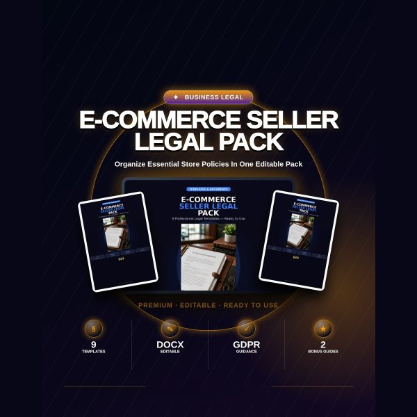 e-commerce-seller-legal-pack-9-templates-terms-p-cover-v2 E-commerce Seller Legal Pack — 9 Templates: Terms, Privacy, Refund & DMCA