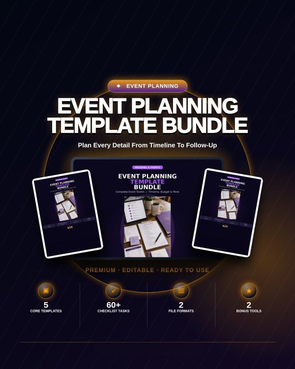 Event Planning Template Bundle — Timeline, Budget, Guests & Checklist