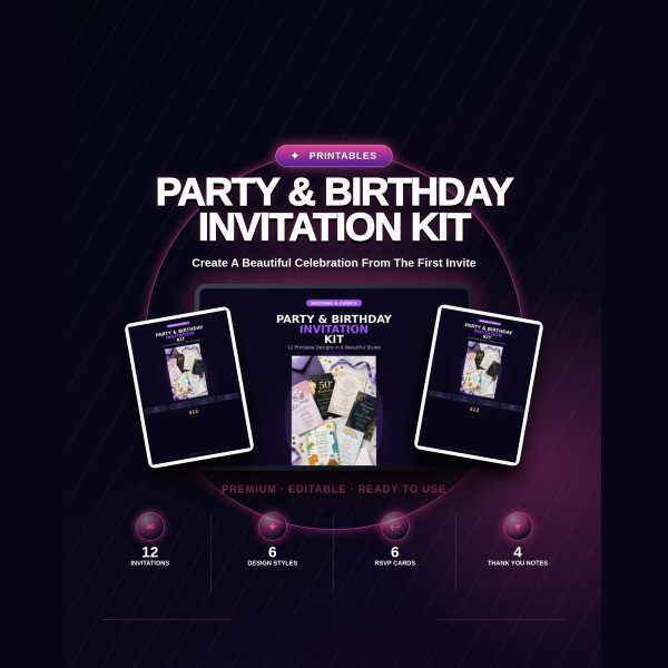 party-and-birthday-invitation-kit-12-designs-wit-cover-v2 Party & Birthday Invitation Kit — 12 Designs with RSVP & Thank You Cards