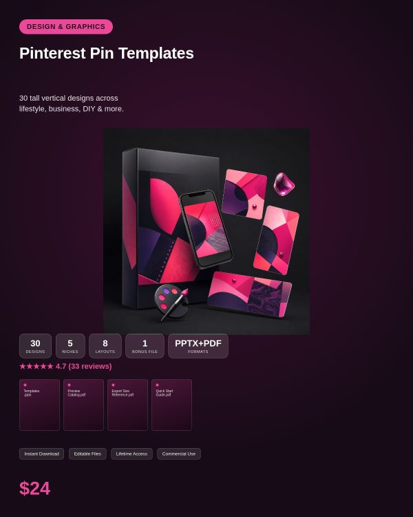 Pinterest Pin Templates — Stunning Vertical Designs That Get Saved & Shared