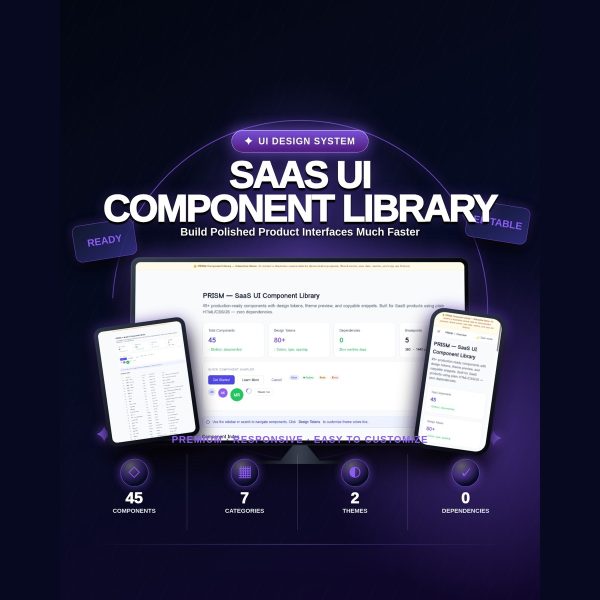 prism-saas-ui-component-library-static-html-css-cover-v2 PRISM — SaaS UI Component Library — Static HTML/CSS/JS