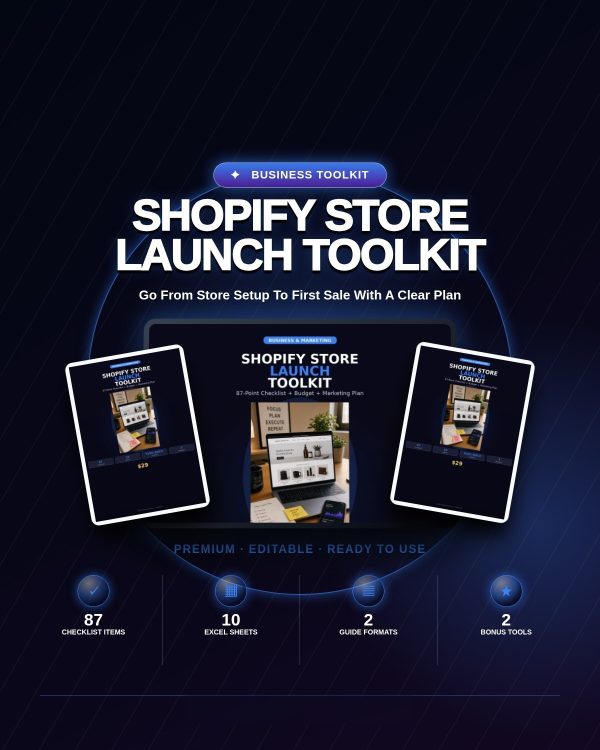 Shopify Store Launch Toolkit — 87-Point Checklist & Launch Guide