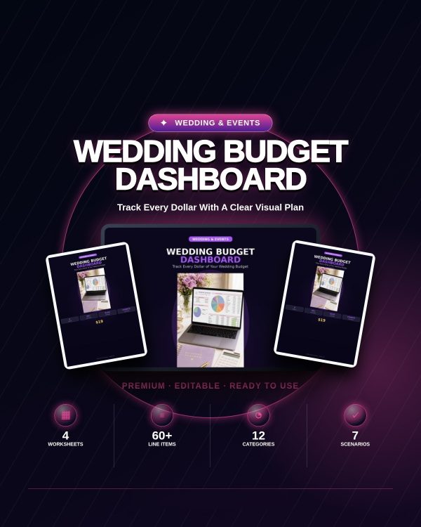 Wedding Budget Dashboard — Excel Budget, Payments & Guest Calculator
