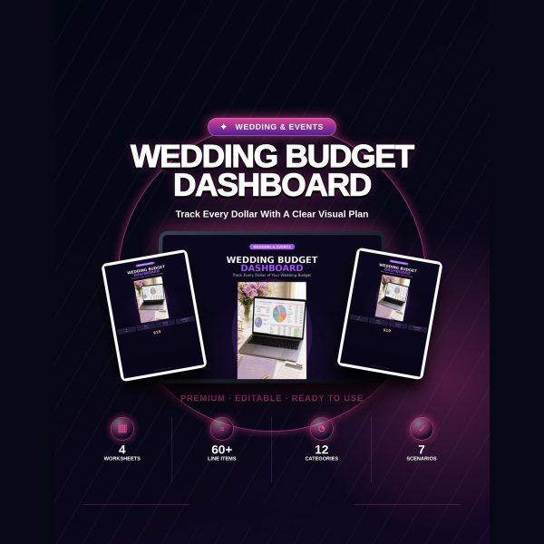 Wedding Budget Dashboard — Excel Budget, Payments & Guest Calculator