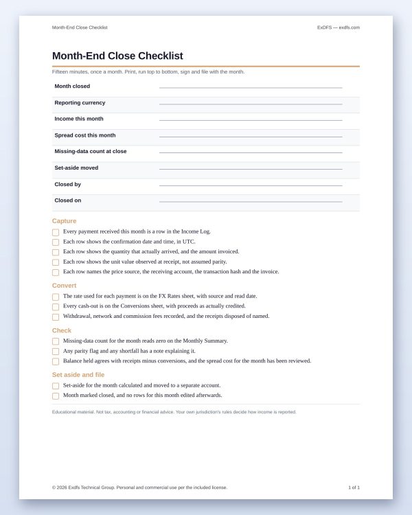 bm-104-month_end-6 Crypto Income & FX Tracker — 10-Sheet Workbook, Worked Year & Month-End Routine